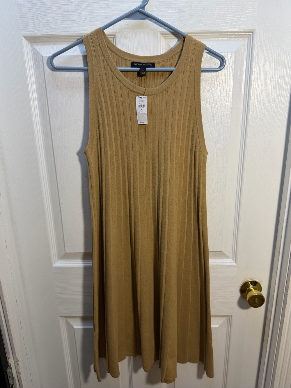 Banana Republic Sleeveless Ribbed A-Line Dress in Camel